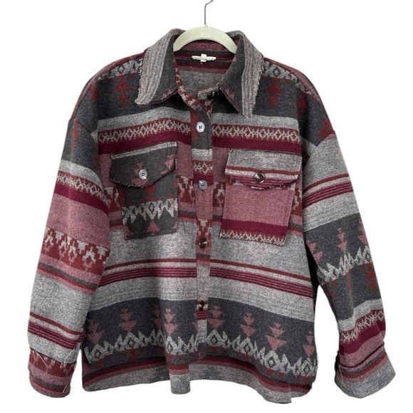 La Miel Bohemian Aztec Oversized Jacket Size Small - Picture 1 of 5